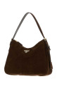 Dark brown suede shoulder bag PRADA (1BC301VLVO2C4S)