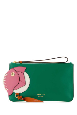 Green leather pouch PRADA (1MB0802G5V)