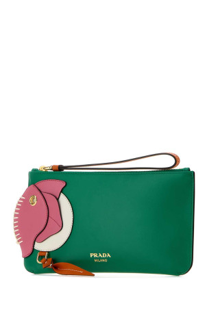 Green leather pouch PRADA (1MB0802G5V)
