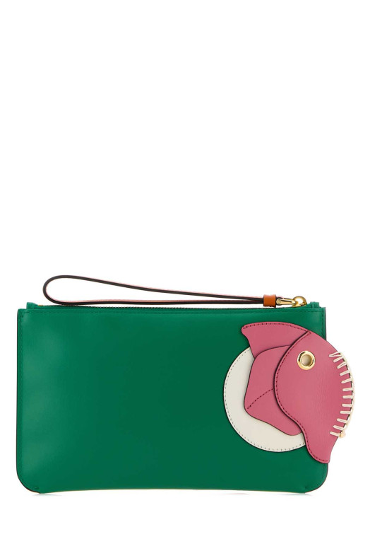 Зелёный кожаный мешочек PRADA (1MB0802G5V)