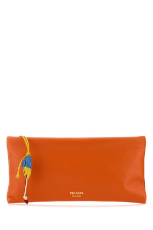 Orange nappa leather pouch Red PRADA (1MS0202G6Z)