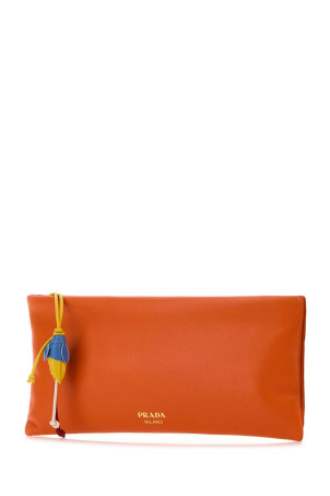 Orange nappa leather pouch Red PRADA (1MS0202G6Z)