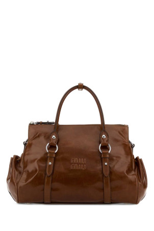 Коричневая кожаная сумочка MIU MIU (5BA3282A44)