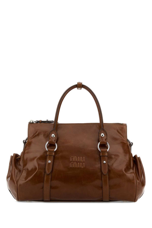 Коричневая кожаная сумочка MIU MIU (5BA3282A44)