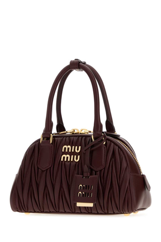 Сумка Arcadie из бордовой кожи наппа от MIU MIU (5BB191VOLOAN88)