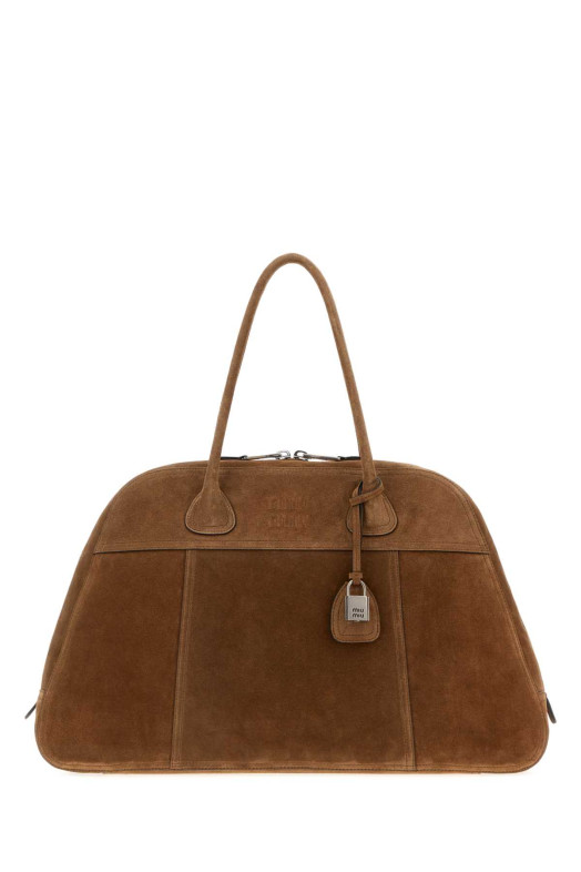 Коричневая замшевая сумка для покупок Vivant от MIU MIU (5BB1952CSS)