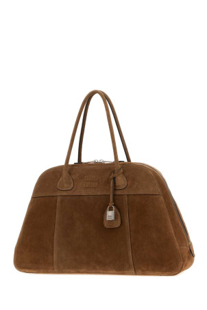 Коричневая замшевая сумка для покупок Vivant от MIU MIU (5BB1952CSS)