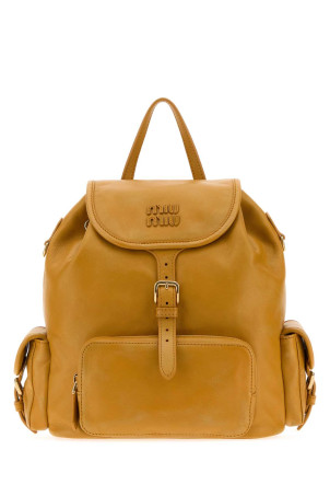 Рюкзак из кожи наппа цвета горчицы MIU MIU (5BZ042AF6P)