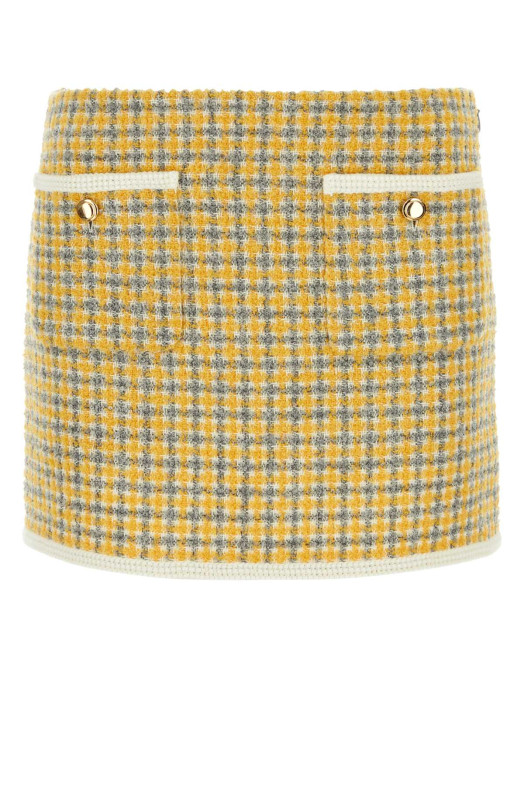 Two-tone bouclÃ© mini skirt MIU MIU (MG2054S23213LK)