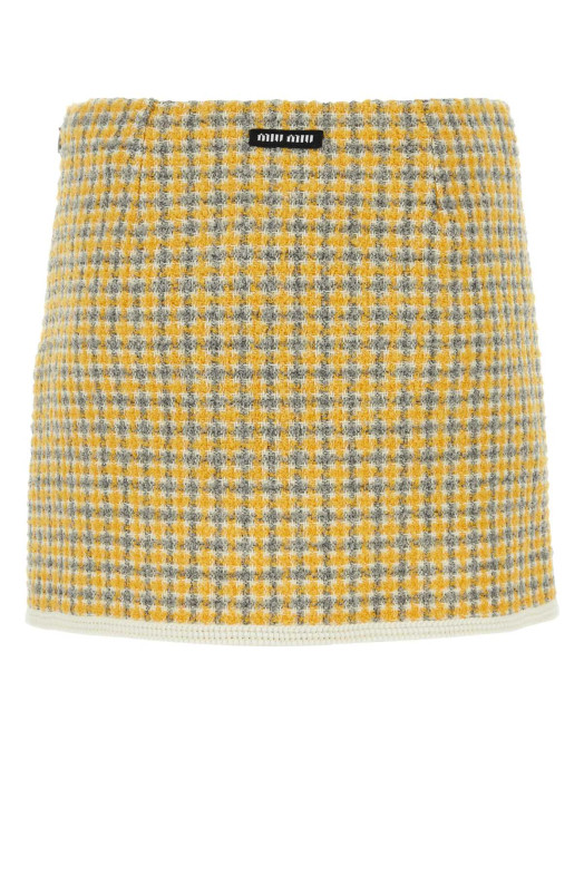 Two-tone bouclÃ© mini skirt MIU MIU (MG2054S23213LK)