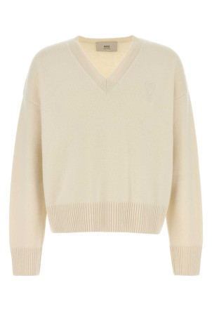 Ivory wool blend sweater AMI (UKS820KN0071)