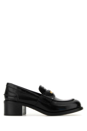 Black leather loafers Black MIU MIU (5D276EF050055)