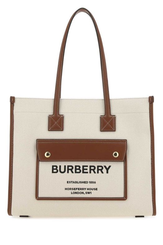 Сумка для покупок Freya из полотна цвета слоновой кости BURBERRY (8044138)