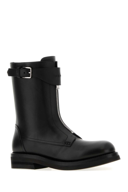 Черные кожаные сапоги Black ALEXANDER MCQUEEN (864938WHAE3)