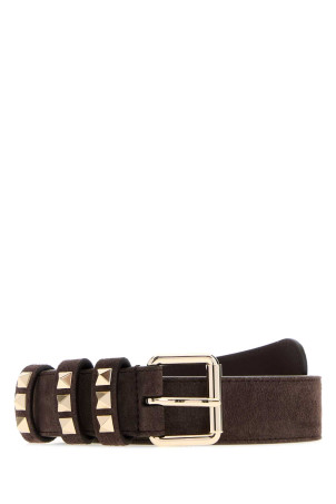 Chocolate suede Rockstud belt VALENTINO GARAVANI (9W2T0SX7HUH)