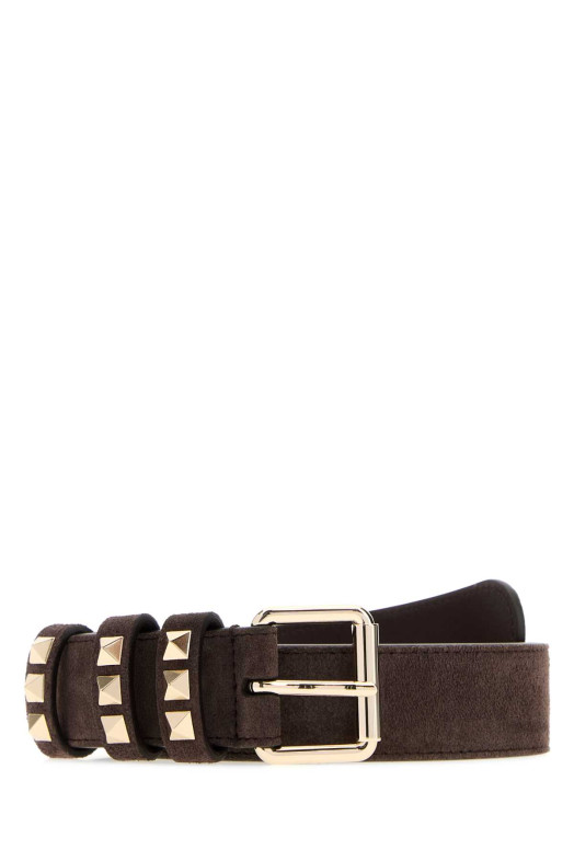 Chocolate suede Rockstud belt VALENTINO GARAVANI (9W2T0SX7HUH)