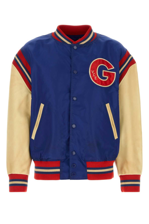 Multicolor nylon and leather bomber jacket GOLDEN GOOSE DELUXE BRAND (GMP02792P002665)