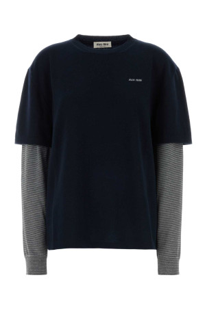 Midnight blue wool blend sweater MIU MIU (MML07LSOOO6061)