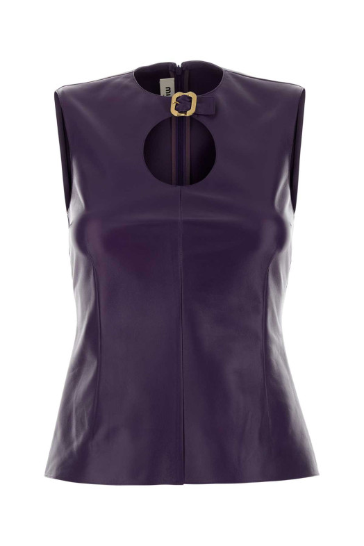 Purple leather top MIU MIU (MPT299SOOO165Z)