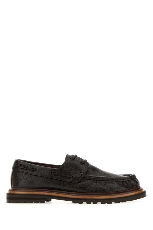 Темно-коричневые кожаные лоферы Pequin от FENDI (7D19308GE)