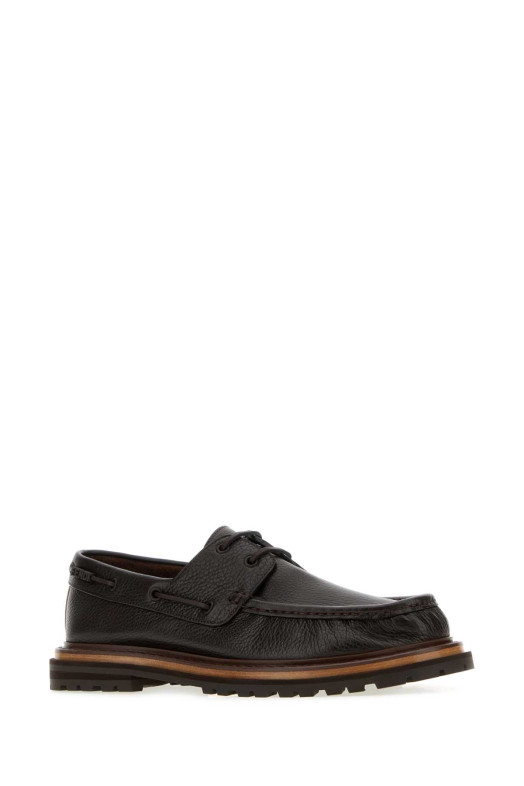 Темно-коричневые кожаные лоферы Pequin от FENDI (7D19308GE)