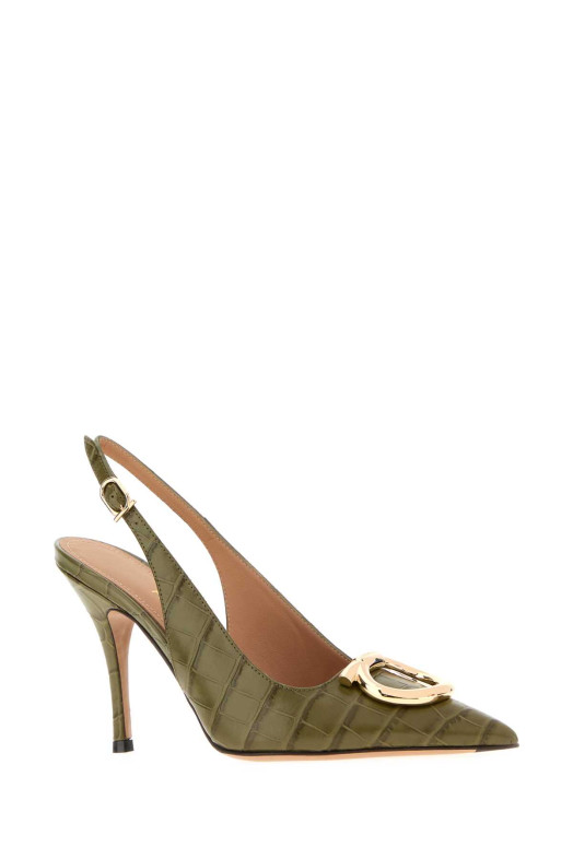 Olive green leather Sara pumps SALVATORE FERRAGAMO (01L9457949931C)