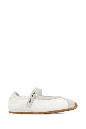 White suede and fabric ballerinas Black MIU MIU (5F370EFD005D7C)