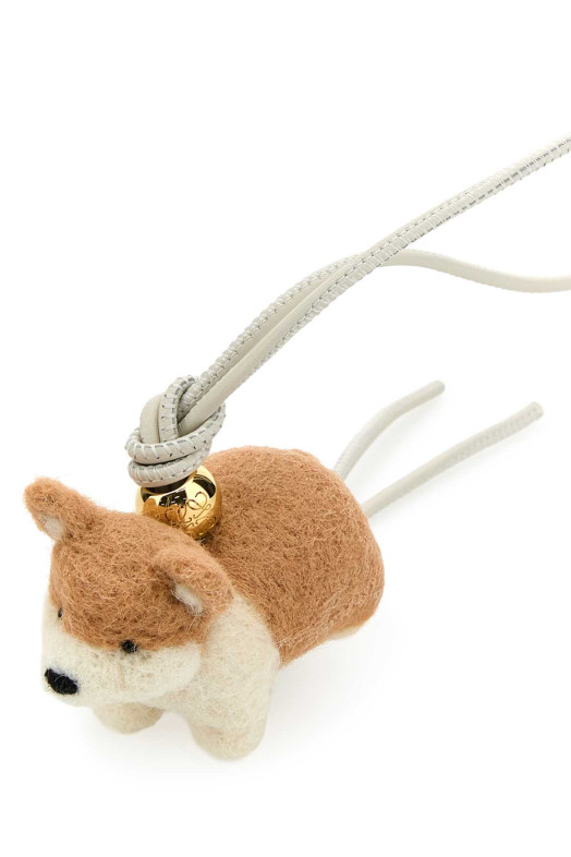 Multicolor leather and felt Corgi key ring LOEWE (C621232XIL)