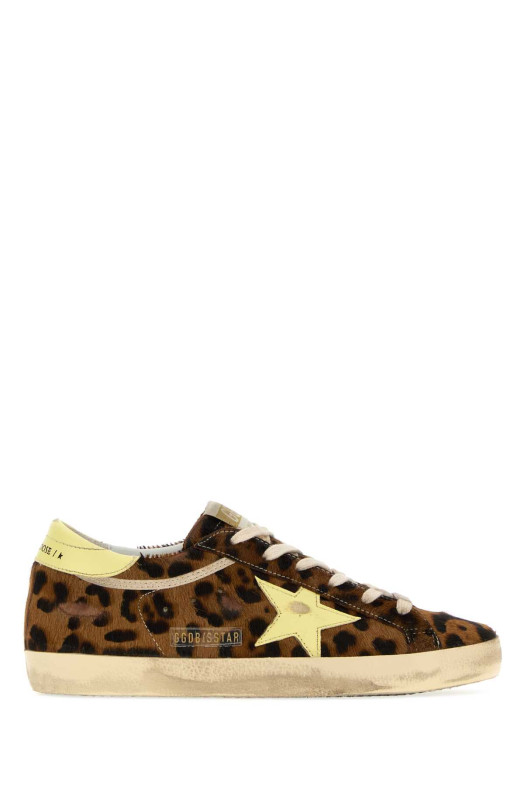 Кроссовки Super-Star из телячьей кожи с принтом, бренд GOLDEN GOOSE DELUXE (GWF00101F008685)