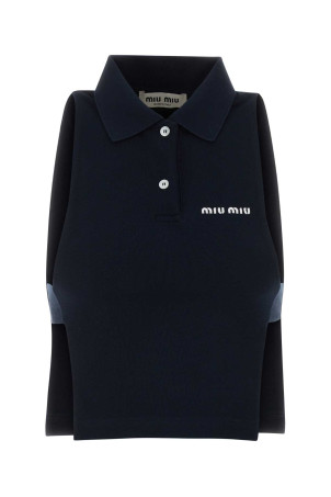 Dark blue piquet polo shirt Blue MIU MIU (MJT738SOOO14RW)