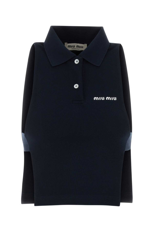 Dark blue piquet polo shirt Blue MIU MIU (MJT738SOOO14RW)