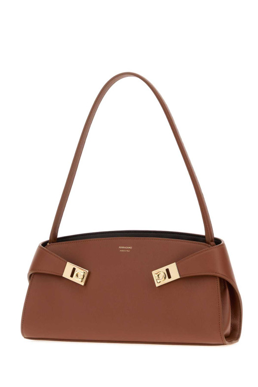 Шкіряна сумка через плече «Hug» кольору карамелі від SALVATORE FERRAGAMO (21A712795365)