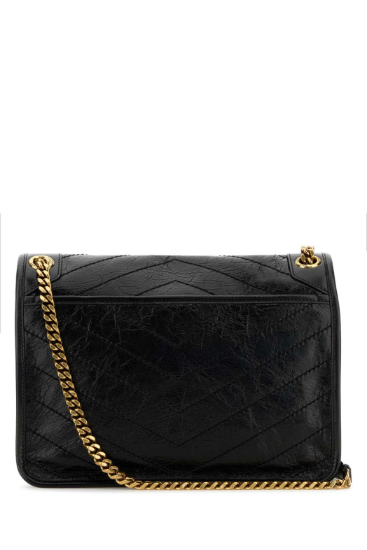 Чорна шкіряна сумка через плече середнього розміру Niki, чорна, SAINT LAURENT (6331840EN07)