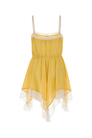 Yellow silk mini dress SAINT LAURENT (858265Y7J19)
