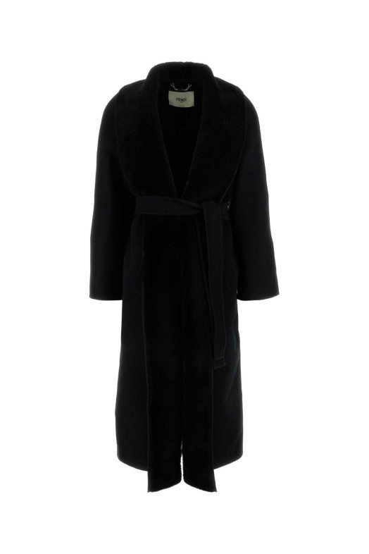 Чорне пальто з вовняної суміші FENDI (FF6041ASZU)