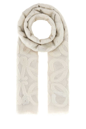 Ivory cotton blend scarf Brown LOEWE (FSA2S1SW04)