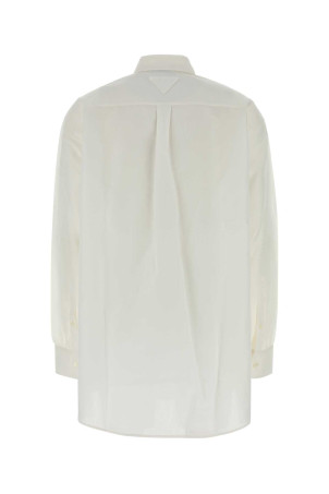 White linen blend shirt Black PRADA (P448JSOOO189C)