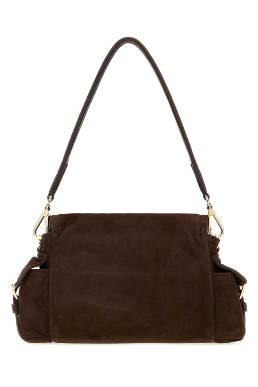 Dark brown suede shoulder bag PRADA (1BD394VNOO008)