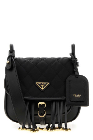 Black canvas and leather crossbody bag Black PRADA (1BD412VOOU2ZU8)
