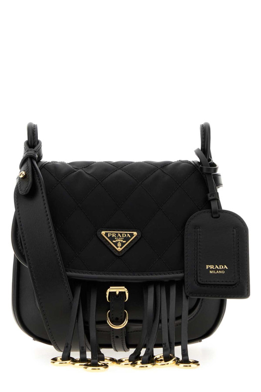 Black canvas and leather crossbody bag Black PRADA (1BD412VOOU2ZU8)