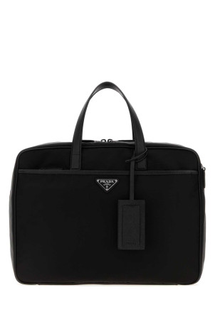 Black canvas briefcase Black PRADA (2VE0292DMH)