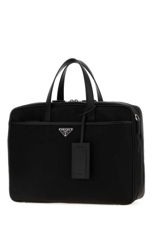 Black canvas briefcase Black PRADA (2VE0292DMH)