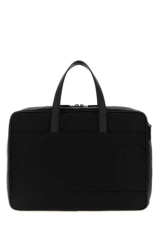 Black canvas briefcase Black PRADA (2VE0292DMH)