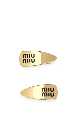 Gold metal hair clip Black MIU MIU (5IF1732F6T)