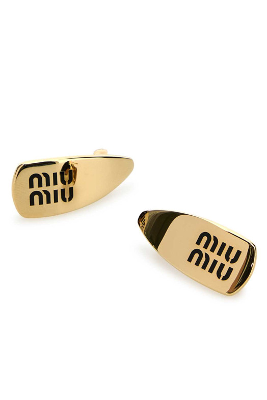 Gold metal hair clip Black MIU MIU (5IF1732F6T)