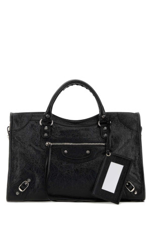 Black leather medium Le City handbag Black BALENCIAGA (8657602ACLR)