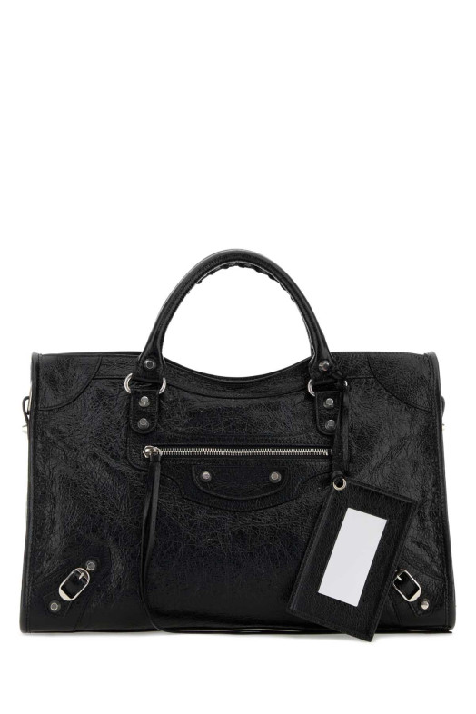 Black leather medium Le City handbag Black BALENCIAGA (8657602ACLR)