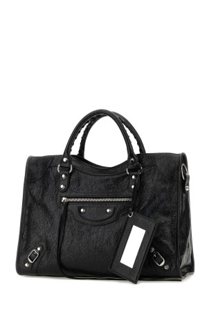 Black leather medium Le City handbag Black BALENCIAGA (8657602ACLR)