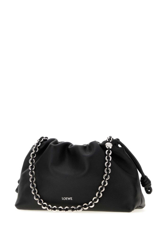 Black leather medium Flamenco Purse clutch Black LOEWE (A411FCRXAP)
