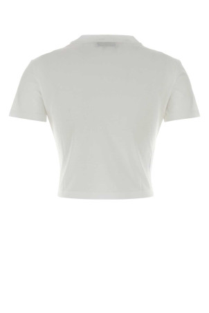 White cotton t-shirt Black MIU MIU (MJNA45SOOO6398)